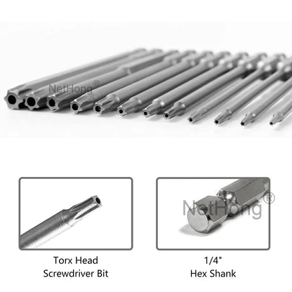 11Pcs Long Reach Torx Star Hex Security Bit Set Tamper Proof Screwdriver Bits