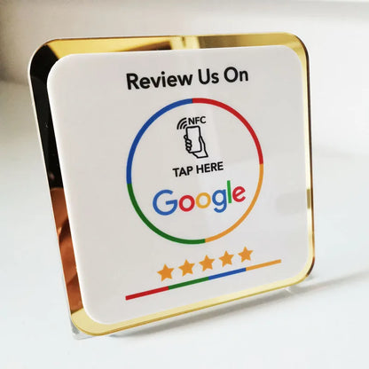 Customized Printing Google Review Sign NFC Scan code Acrylic Social Media Signs Google Review Plates with Stand