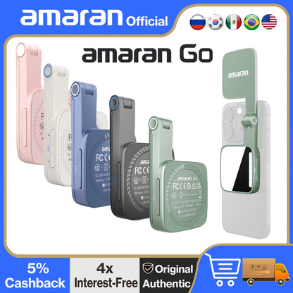 amaran Go Magnetic Phone Selfie Light Rechargeable Portable Light with Mirror for Selfie Makeup Video Conference TikTok Youtube