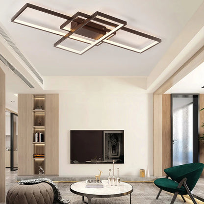 KOMORE Neutral Style Rectangular LED Semi Flush Ceiling Light, Cool White / Stepless Dimming for Office, Living Room