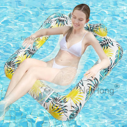 Inflatable Pool Floating Row Portable Float Bed Seat Adult Beach Party Swimming~