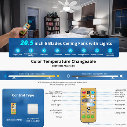 IRALAN Modern ceiling led light fan 52CM 42CM silent with remote control ceiling fan lamp for room office study kitchen