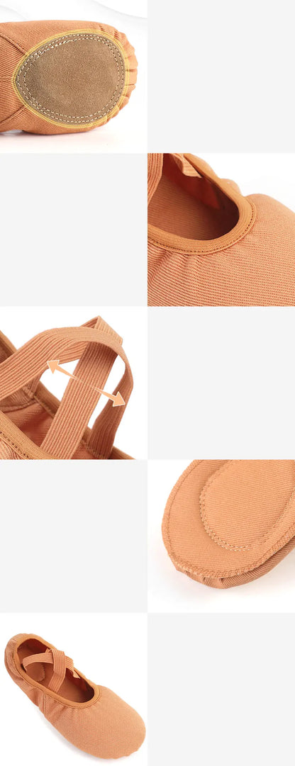 Ballet Shoes for Girls & Women - Stretch Canvas Dance Slippers with Split Sole & Elastic Fit