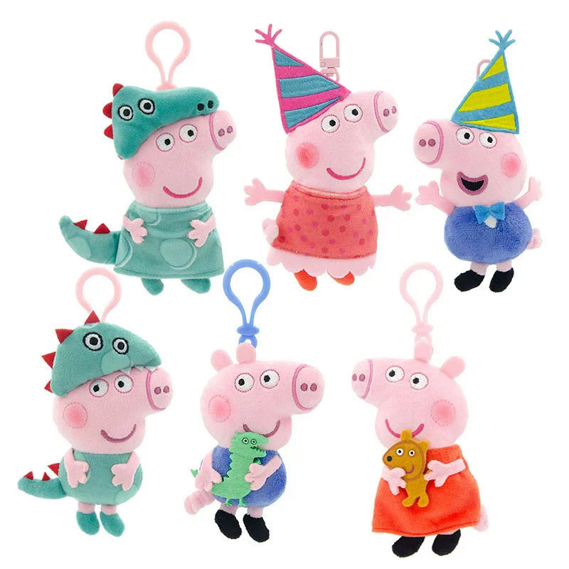 Peppa Pig 12cm Small Pendant Plush Doll George Pig Backpack Pendant Key Decoration Children's Gifts Cartoon Anime Toy Ornaments