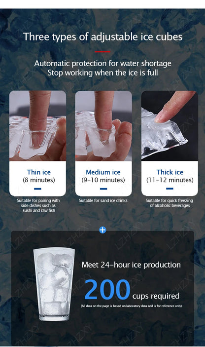 Commercial Ice Machine 25KG Desktop Multifunctional Bucket of Water Automatic Ice Machine Bullet-shaped Round Ice Home Appliance