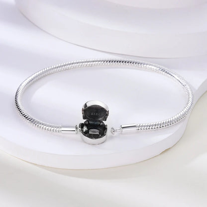 925 Sterling Silver Charm Bracelet - Leaf, Clover, Butterfly & Heart Design | 17-20cm Adjustable