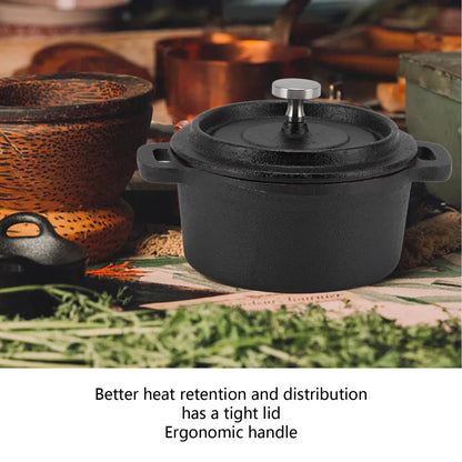 Cast Iron Pot Dutch Oven with Lid Double Traditional Thickened Cooker with Handle for Slow Cooking Barbecue Pasta Kitchen Tool