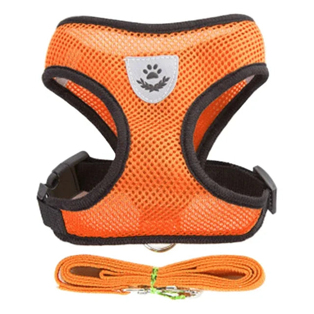 Premium Adjustable Cat & Dog Harness Vest with Leash - Breathable Mesh Pet Walking Collar for Small to Medium Pets