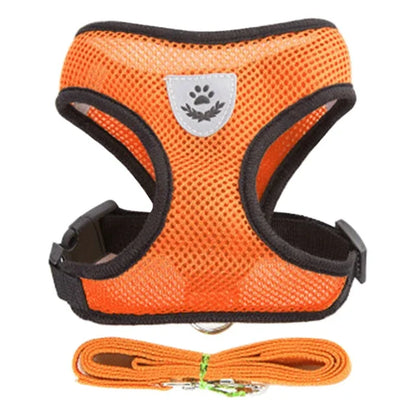 Premium Adjustable Cat & Dog Harness Vest with Leash - Breathable Mesh Pet Walking Collar for Small to Medium Pets