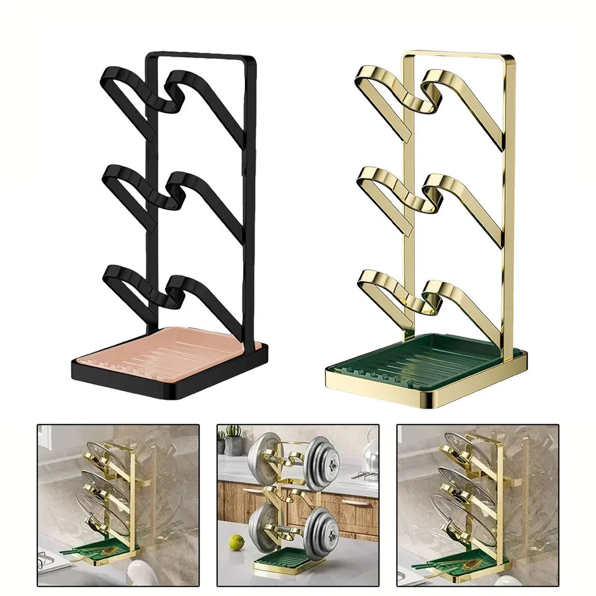 3 Saucepan Pot Pan Storage Rack Holder Kitchen Cupboard Organiser Stand Shelf UK