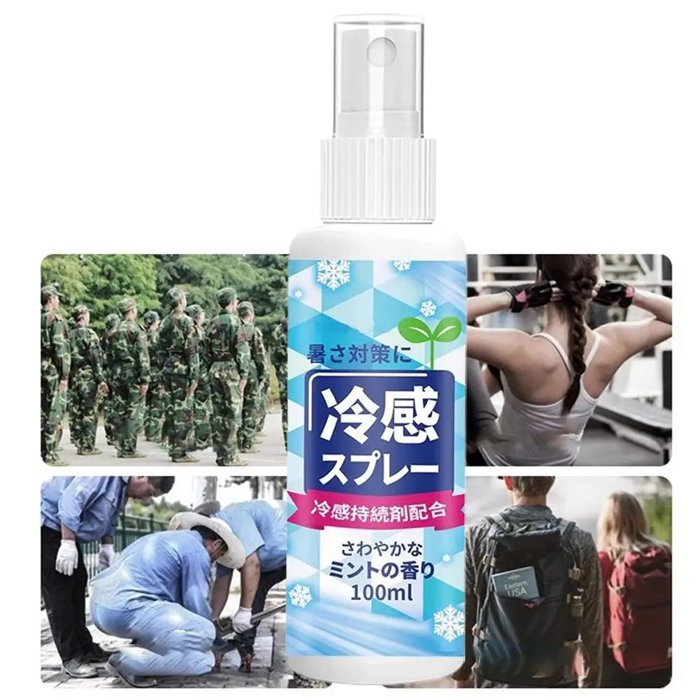 100ml Summer Cooling Spray Portable Ice Feeling Clothing Training Relief Long-lasting Hydrating Cool Spray For Face& Body Bottle
