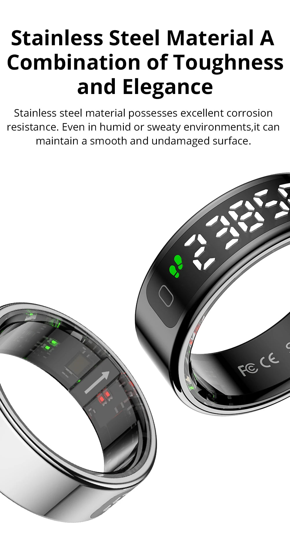 New COLMI R12 Smart Ring, Wireless Charging, Display and Touch, Health Manager, Multi Sports Modes For Men Women, Gold, Silver