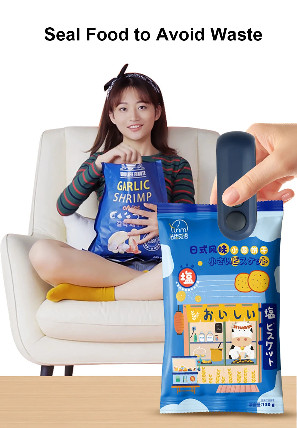 Mini Sealing Machine 2IN1 Heat Sealer Storage Bag Package Plastic Food Sealer USB Rechargable Clip Bag Handheld Food Heat Sealer