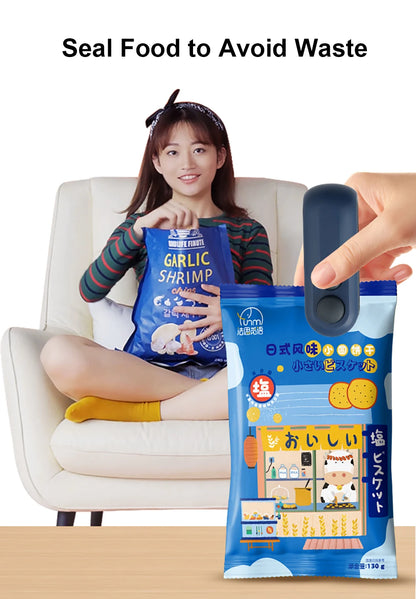 Mini Sealing Machine 2IN1 Heat Sealer Storage Bag Package Plastic Food Sealer USB Rechargable Clip Bag Handheld Food Heat Sealer