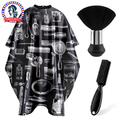 3/8pcsHair Cutting Barber Cape Set with Neck Duster Brush Barber Brush Professional Barber Accessories Salon Cleaning Supplies