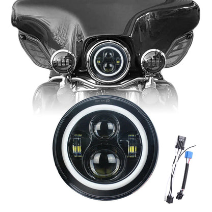 7 inch Moto LED Headlight For Harley Bike With 4-1/2"4.5" LED Passing Lamps Fog Lights 7"Bracket Mounting Ring Motorcycle