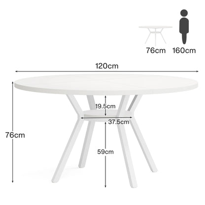 Tribesigns Round Dining Table for 4-6 People, 47-Inch Farmhouse Dinning Room Table Circle Kitchen Table, Industrial Dinner Table