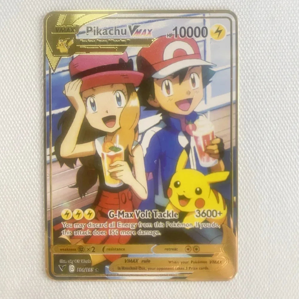 Pokémon 32er-Karten Goldmetall-Pokémon-Karten Englisch Harte Eisenkarten Mewtu Pikachu Gx Glurak Vmax Paket Spielkollektion