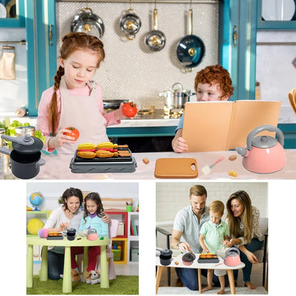 Kids Kitchen Toys Set 59/69 PCS Play Kitchen Accessories Kit with Play Pots Pans Pretend Food Cooking Toy Toddler Girls Boy Gift