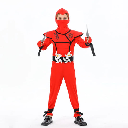 Children performance Japanese Ninja Cosplay Jumpsuit Costumes Halloween blue red black ninja special forces