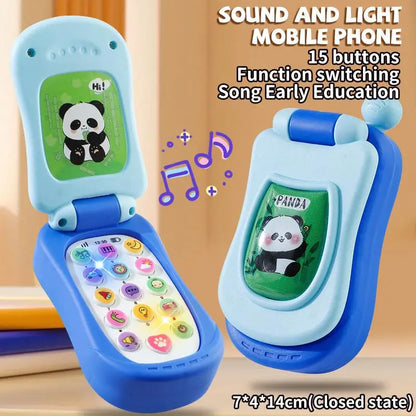 1pc NEW Cartoon Simulation Flip Phone Educational Music Phone Toy Toddler Education Early Voices Toys For Children's Day Gifts