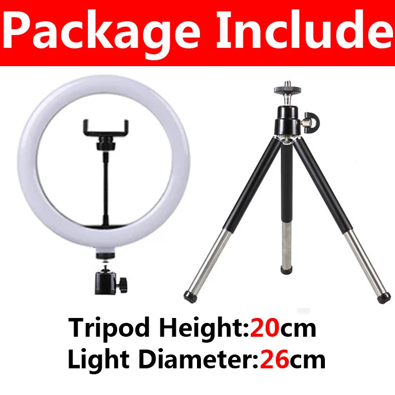 12 inch LED Ring light Photography Lighting Phone Ringlight With Tripod Stand USB Round Fill Lamp for Youtube TikTok Video Live