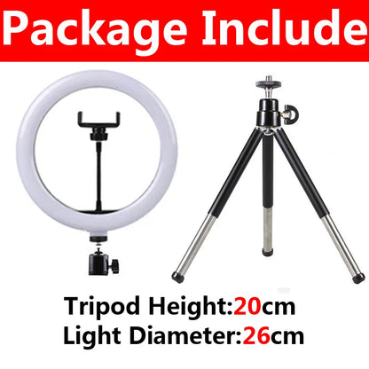 12 inch LED Ring light Photography Lighting Phone Ringlight With Tripod Stand USB Round Fill Lamp for Youtube TikTok Video Live