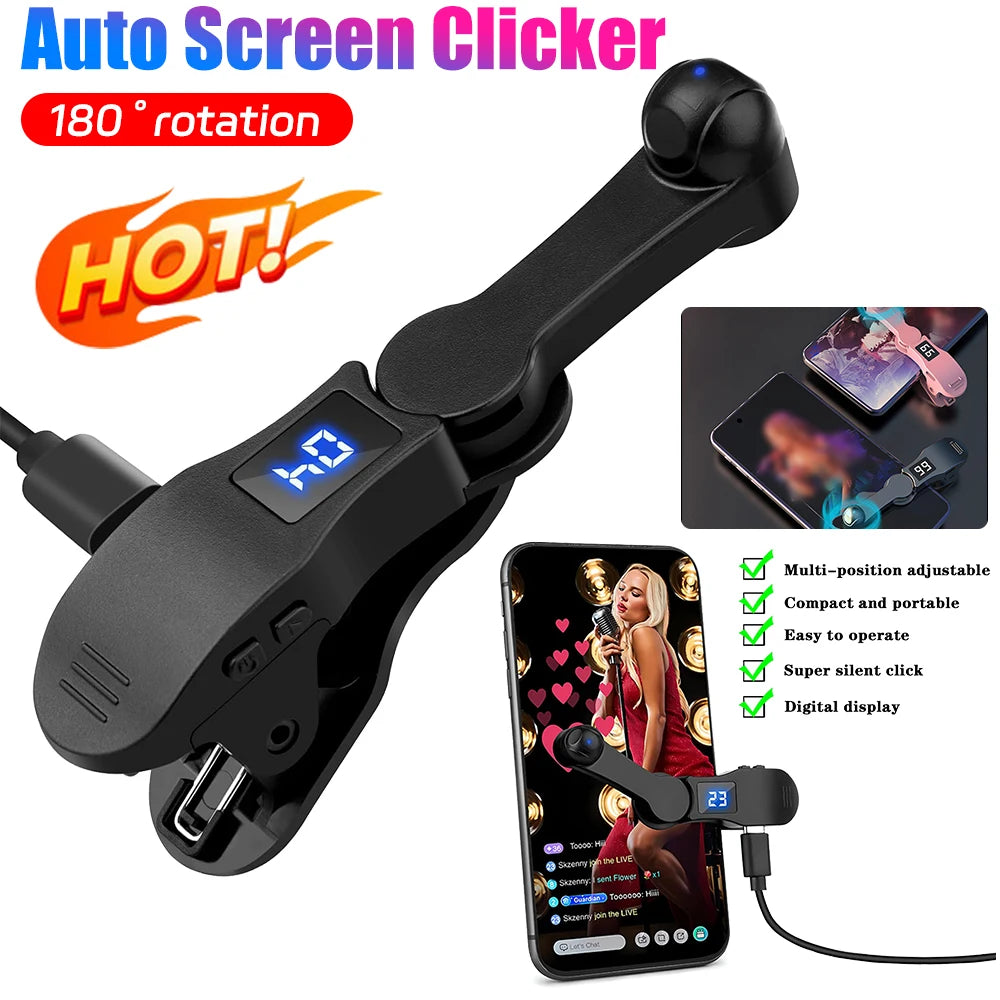 Digital Auto Screen Clicker for Smart Phone Apps Video Live Streaming Gadget Smartphone Game Screen Touch Tripods Tapper