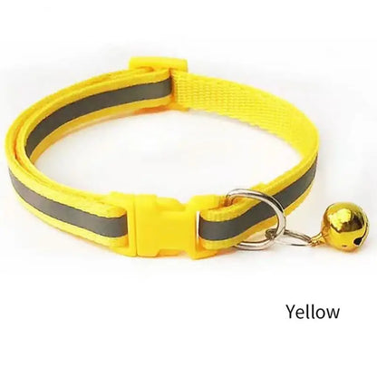 1PC Colors Reflective Breakaway Cat Collar Neck Ring Necklace Bell Pet Products Safety Elastic Adjustable Pet Reflective Collar