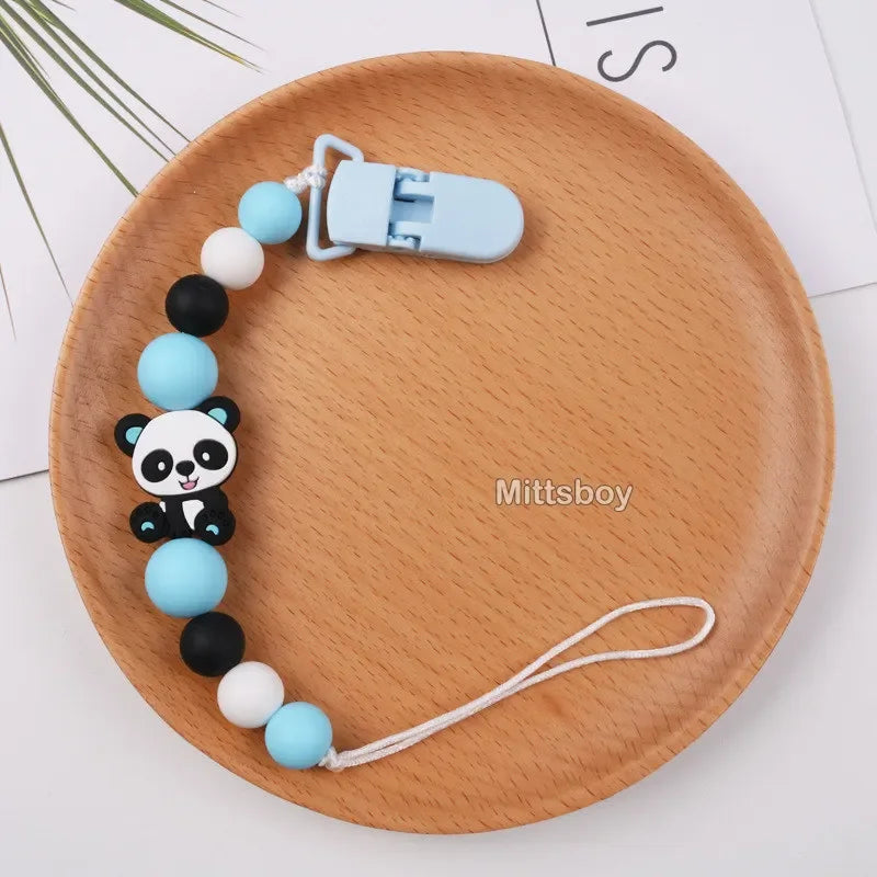 NEW Custom Personalized Name Pacifier Clip Handmade Beech Wooden Chain Silicone Crown Holder Soother Baby Teething Toy Chew Gift
