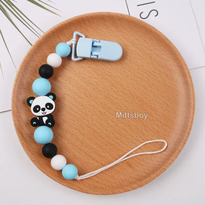 NEW Custom Personalized Name Pacifier Clip Handmade Beech Wooden Chain Silicone Crown Holder Soother Baby Teething Toy Chew Gift
