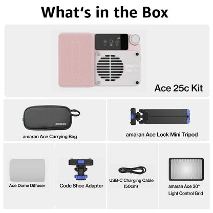 amaran Ace 25c Pocket RGBWW LED Light Full-Color Mini Video Light 2300K-10000K 4500mAh Battery with PD Fast Charging for TikTok