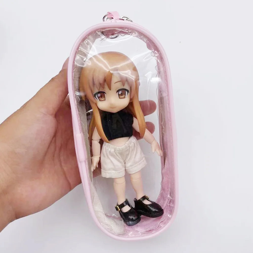 1/12 BJD Doll Go Out Bag OB11 Transparent Storage Hanging Bag Doll Travel Package Pendant Accessories