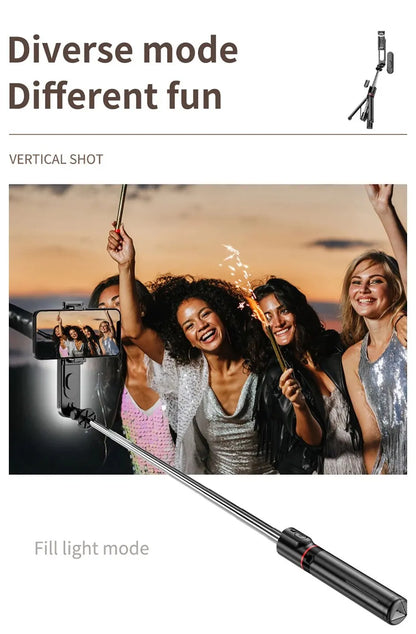 Selfie Stick with Fill Light Tripod with Bluetooth Remote Shutter Retractable Rod for iPhone Xiaomi Huawei for Phone Video Live