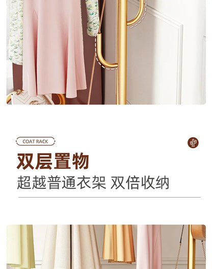 Aesthetic Golden Clothes Rack Metal Balcony Nordic Wheels Clothes Rack Floor Bedroom Burro Ropa Perchero Hallway Furniture