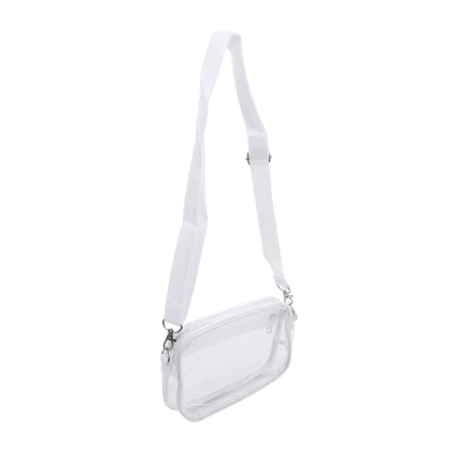 Women Clear Shoulder Bag Solid Color Transparent Purse Female Simple Crossbody Bags With Front Pocket Casual Handbag For Ladies
