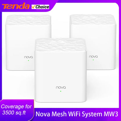 Tenda Nova Mesh WiFi System (MW3)-Up to 3500 sq.ft. Whole Home Coverage WiFi Router and Extender Replacement AC1200 Mesh Router