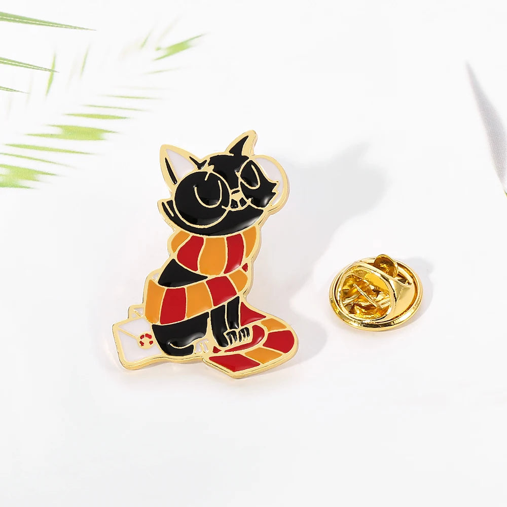 Kawaii Harry Potter Wizard Cat Brooch Fashion Metal Enamel Lapel Pin Clothing Backpack Bagde for Women Party Gifts Accessories