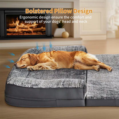 180cm Long Human Dog Bed Fits Adults and Pets Foldable Orthopedic Pet Bed Plush Cushion Cover with Bolster