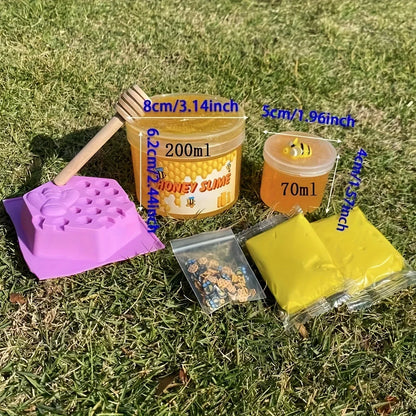 Honeycomb Slime Toy DIY Yellow Transparent Honey Slime Set Simulated Handmade Clay Toy Stretchy Toy Squishy Toy Gift for Kids