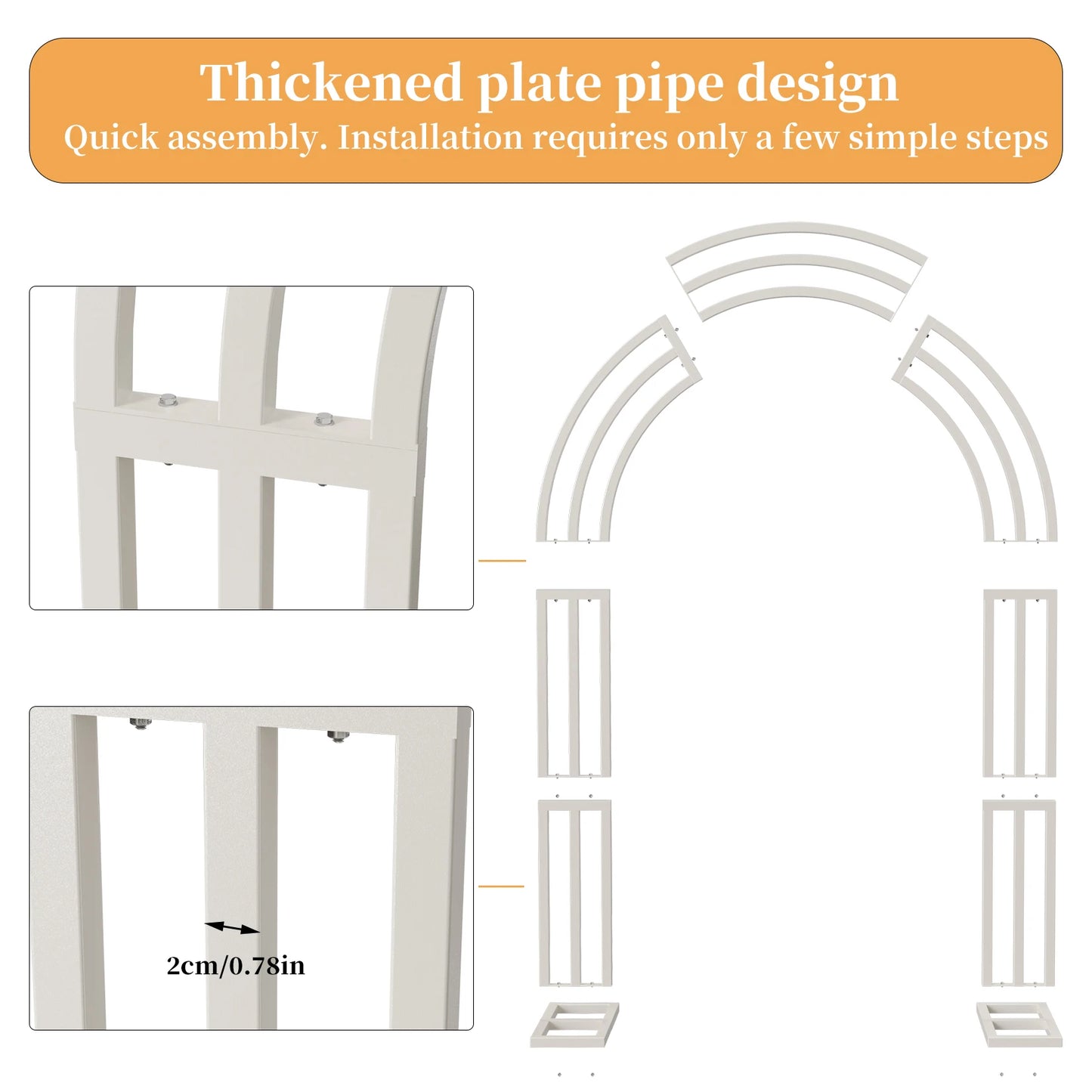 Heavy Strong White Metal Wedding Arch Garden Arbor Frame, Floral Backdrop Stand, Pergola for Indoor and Outdoor
