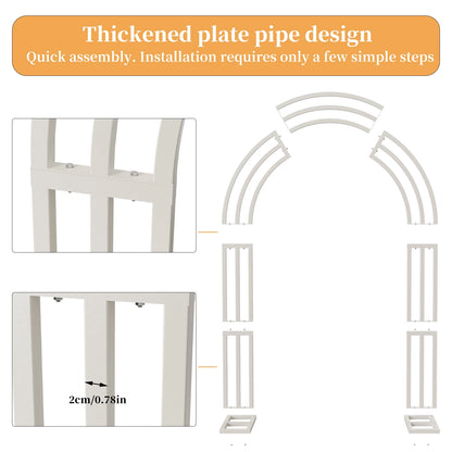 Heavy Strong White Metal Wedding Arch Garden Arbor Frame, Floral Backdrop Stand, Pergola for Indoor and Outdoor