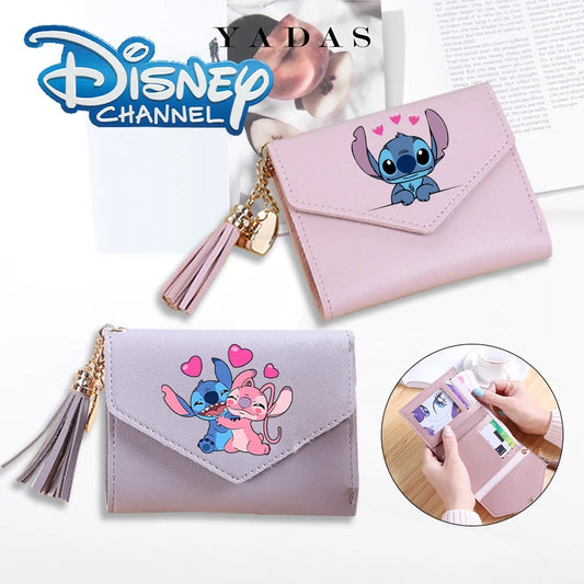 Disney Stitch Women Wallets PU Leather Female Purse Multi-Cards Holder Fashion Cartoon Stich Hasp Gifts Coin Anime Short Wallet