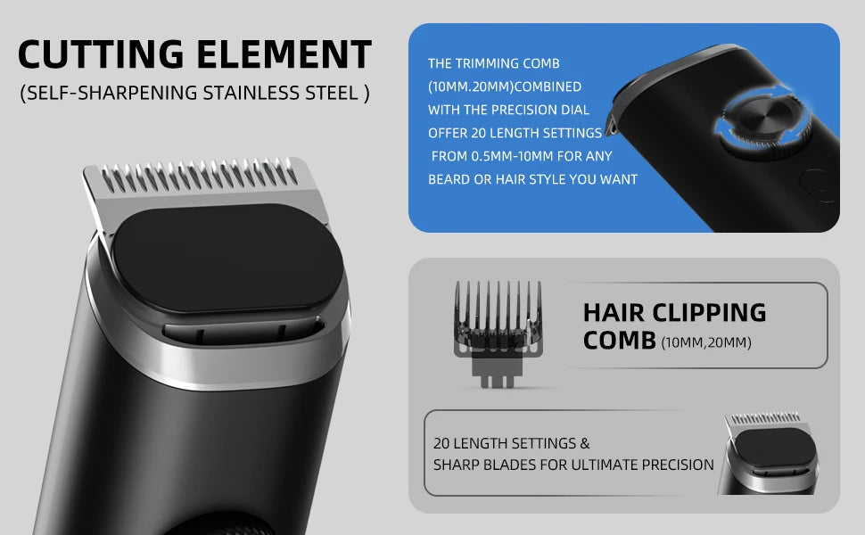 Sejoy Electric Hair Clippers Nose Hair Trimmer For Man Ears Cordless Men's Beard Trimmer Kit 8 in 1
