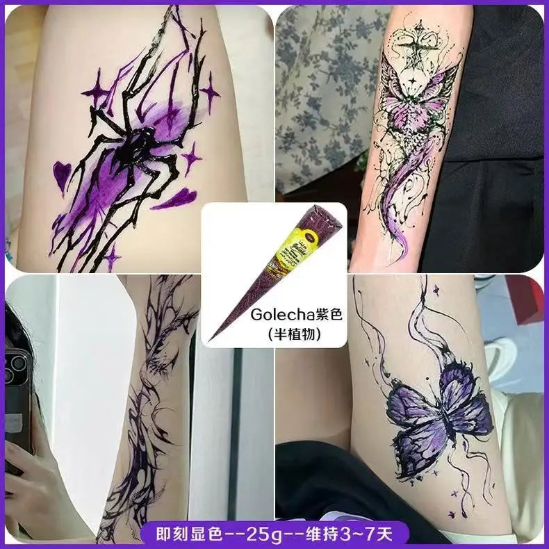 25g Indian Henna Dark Red Tattoo Paste Temporary Henna Cones For Tattoo Body Art Sticker Special Body Art Paint Henna