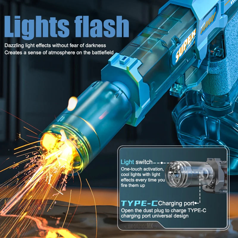 Electric Water Guns ,High Capacity Squirt Guns 26 FT Range with Light Up for Summer Outdoor Beach Swimming Pool Party Toy