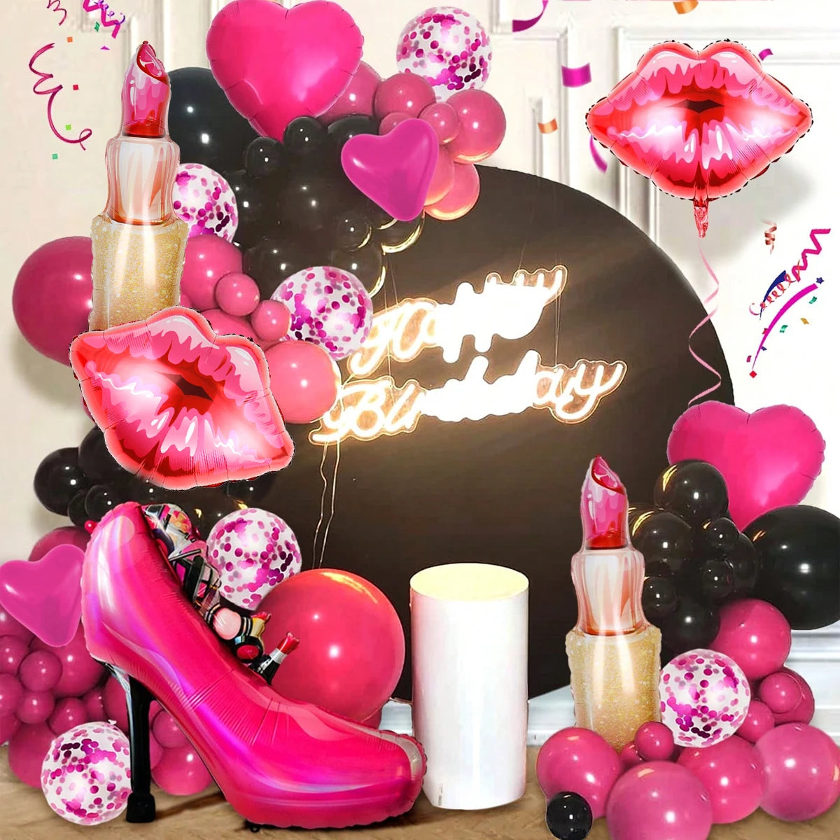 Lipstick lip-shaped aluminum foil balloon Valentine's Day girls party decorations birthday makeup party memorial decorations