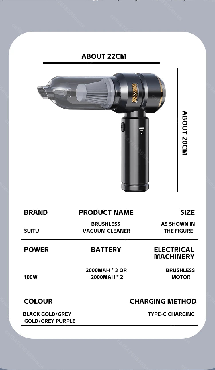 Car Vacuum Cleaner High Power Portable Handheld Wireless Brushless Motor Cleaning Machine Powerful Air Duster for Home Appliance
