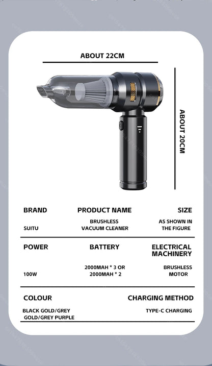 Car Vacuum Cleaner High Power Portable Handheld Wireless Brushless Motor Cleaning Machine Powerful Air Duster for Home Appliance