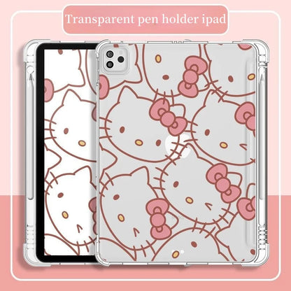 Kawaii Hello Kitty IPad Transparent Protective Case Anime Anti Fall Airbag for Ipadpro2022/2024 Air4/5/6/7 Mini6/7 Ipad8/9/10